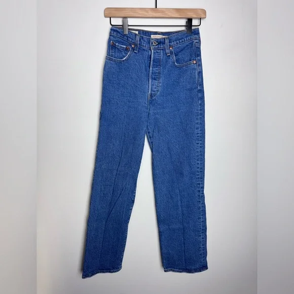 LEVI'S ribcage straight ankle jeans in jazz pop (sz25) - Picture 3 of 8